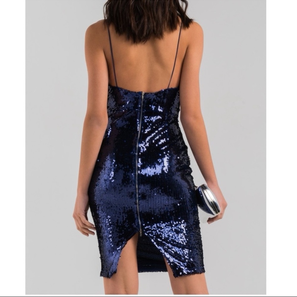 Akira Shine & Sparkly Navy Sequin Midi Dress - Picture 5 of 9